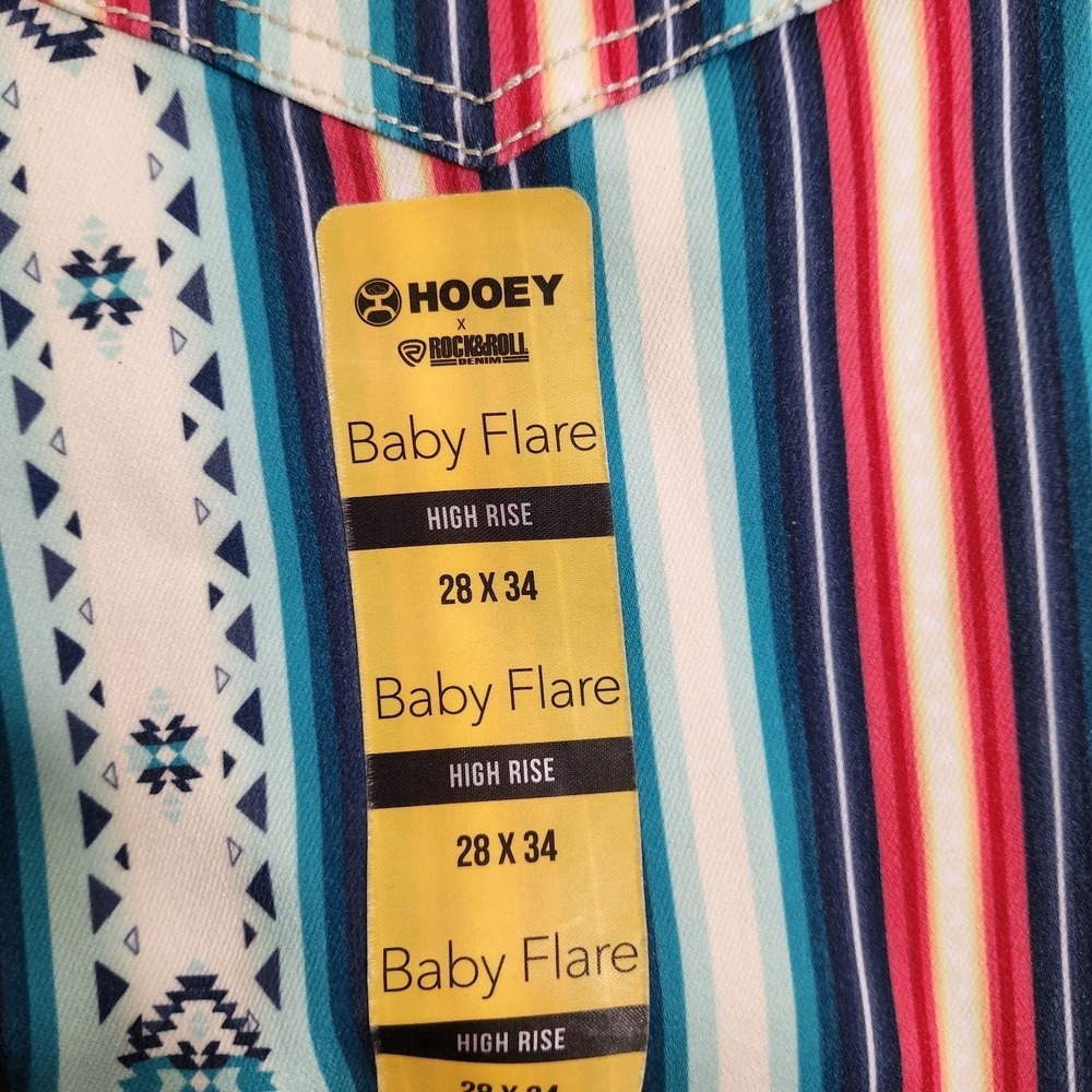 NWT Rock & Roll Denim x Hooey Baby Flare Jeans 28x34 Serape Western‎ Stretch NEW - Picture 9 of 15